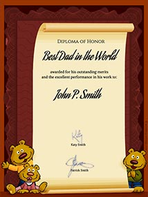 Printable card. World’s Best Dad diploma
