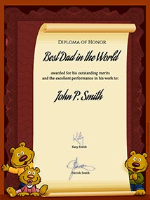 Printable card. Worlds Best Dad diploma