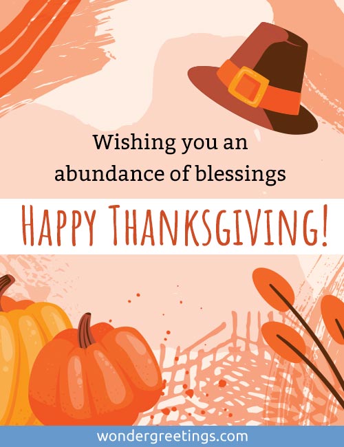 Wishing you an abundance of blessings. <BR>Happy Thanksgiving!