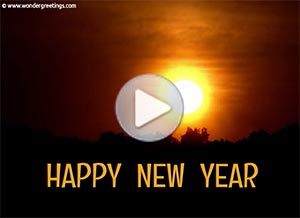 New Year ecard. A new sunrise