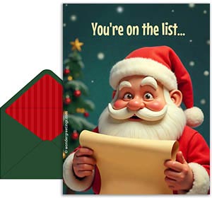 You're on the list...	<BR>of my favorite people. <BR>HAPPY HOLIDAYS!	