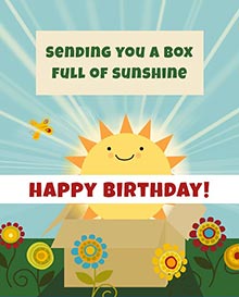 Sending you a box full of sunshine. <BR>Happy Birthday!