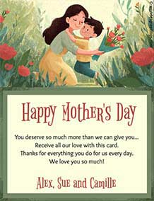 Printable card. Flowers for mom