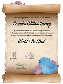 Printable card. Diploma to the best Dad in the world