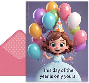 Birthday postcards free 3D card. Your special day