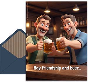 Friendship's day free 3D card. Friends of beer