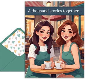 Friendship's day free 3D card. Writing stories together