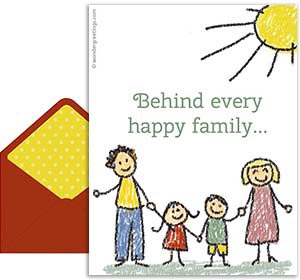 Mother's day free 3D card. Happy family