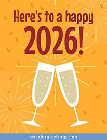 New Year free 3D card. Toast