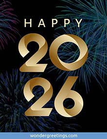 New Year free 3D card. Happy 2026