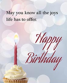 May you know all the joys life has to offer. <BR>HAPPY BIRTHDAY!