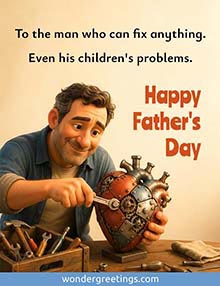 Father's day free 3D card. To the one who fixes everything
