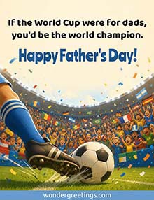 Father's day free 3D card. World Champion