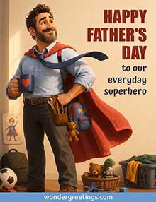 Father's day free 3D card. Everyday superhero